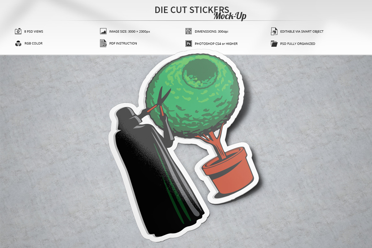 Die Cut Stickers Mock-Up, a Mockup by MassDream (Photo 1 of 10)