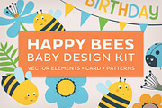 Happy bees baby design kit, a Decorative Illustration by Insalata Illustrata (Thumbnail 1 of 7)