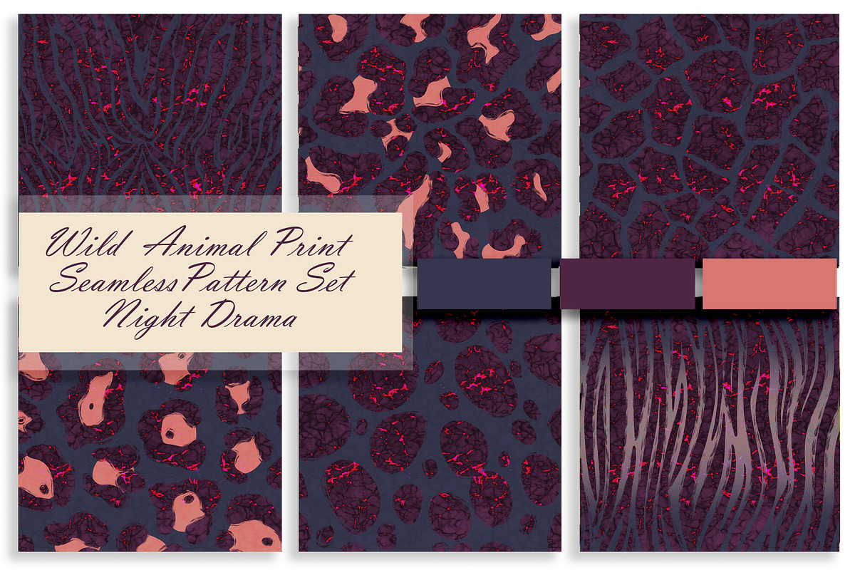 Wild Animal Prints Set Night Drama, a Pattern Graphic by Oksana Dovhopol Art (Photo 1 of 19)
