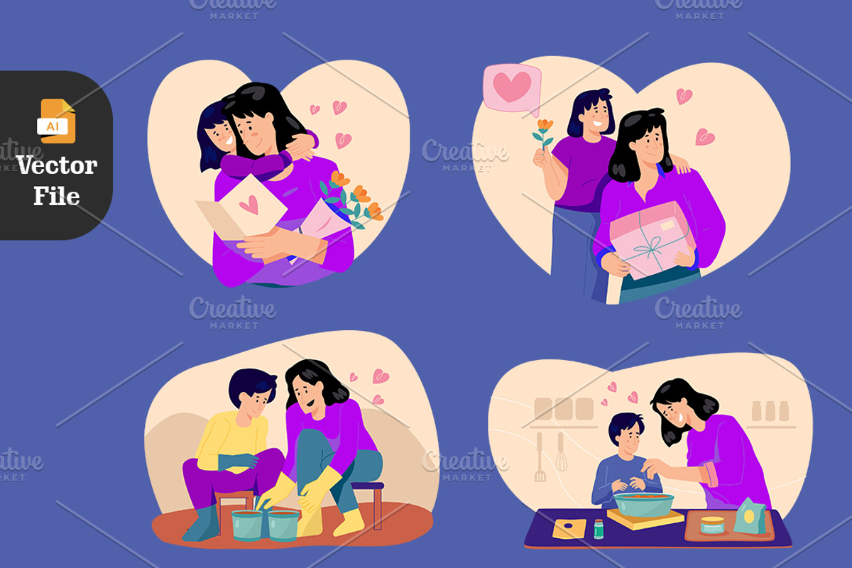 Mother’s Day 10 Vector Illustration, a Seasonal Illustration by Peacock_design (Photo 4 of 5)