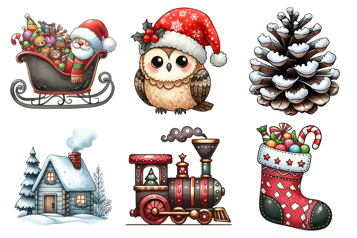 Whimsical Christmas Clipart, an Illustration by Daily.Designs (Photo 3 of 5)