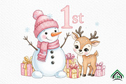 Pink Snowman Baby First Christmas, an Illustration by Craft Nest (Thumbnail 1 of 6)