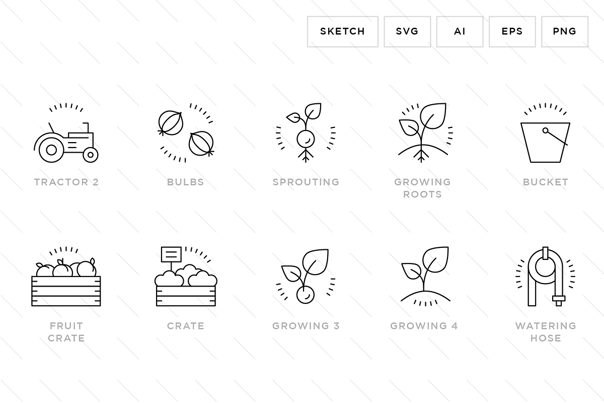 Gardening and Farming icons, an Outline Icon by Vineta Rendon (Photo 6 of 7)