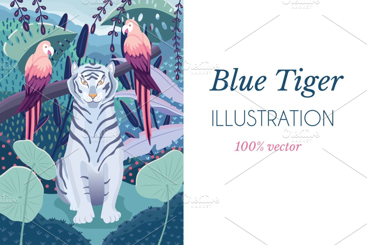 Blue Tiger Illustration, an Animal Illustration by Blue Lela Design (Photo 1 of 3)