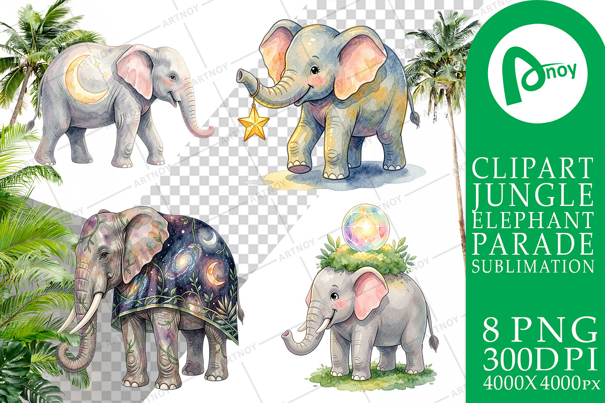 Cute Elephant Sublimation PNG, an Animal Illustration by Artnoy (Photo 14 of 18)