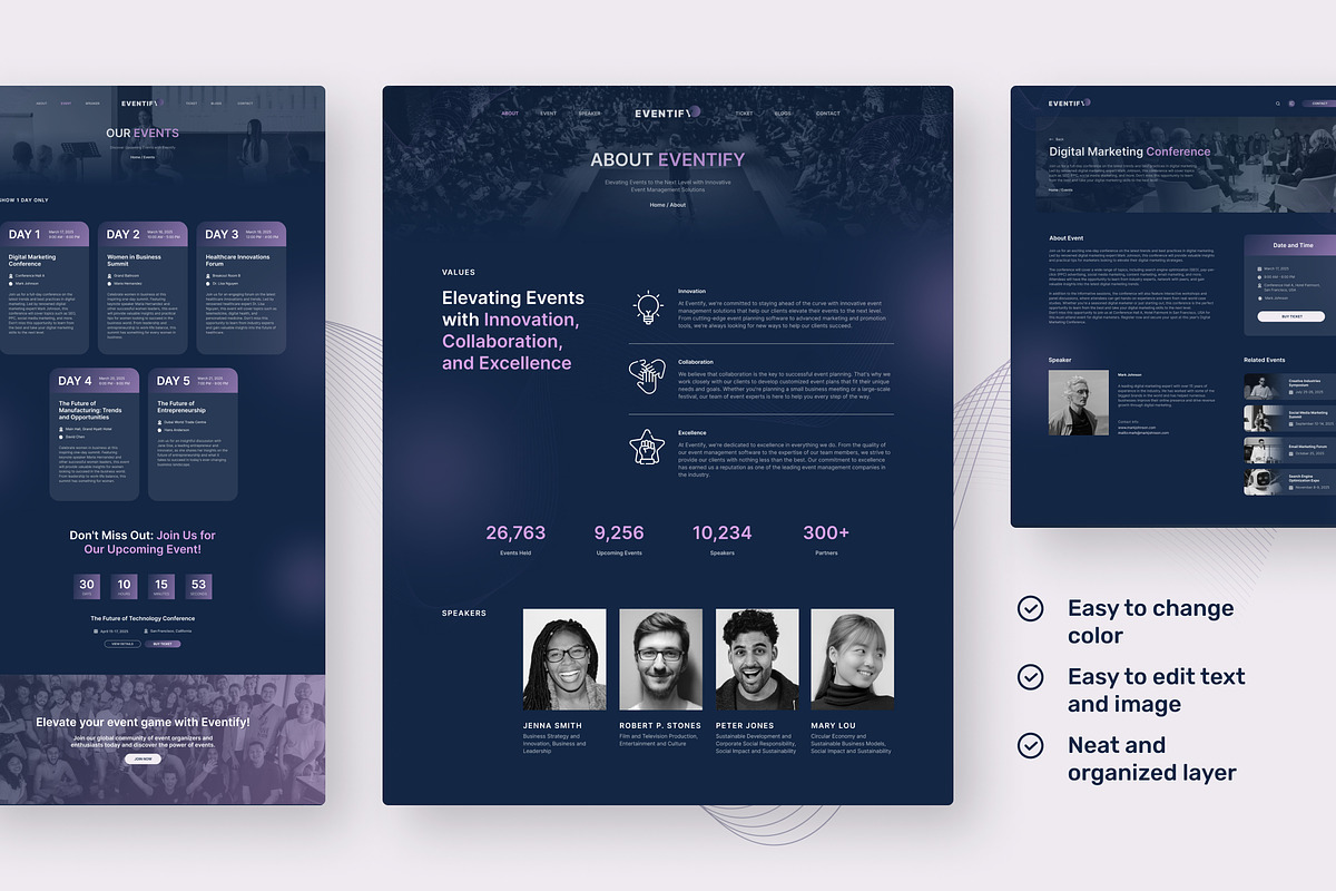 Eventify Event & Conference Website, an UI Kit Template by peterdraw (Photo 4 of 8)