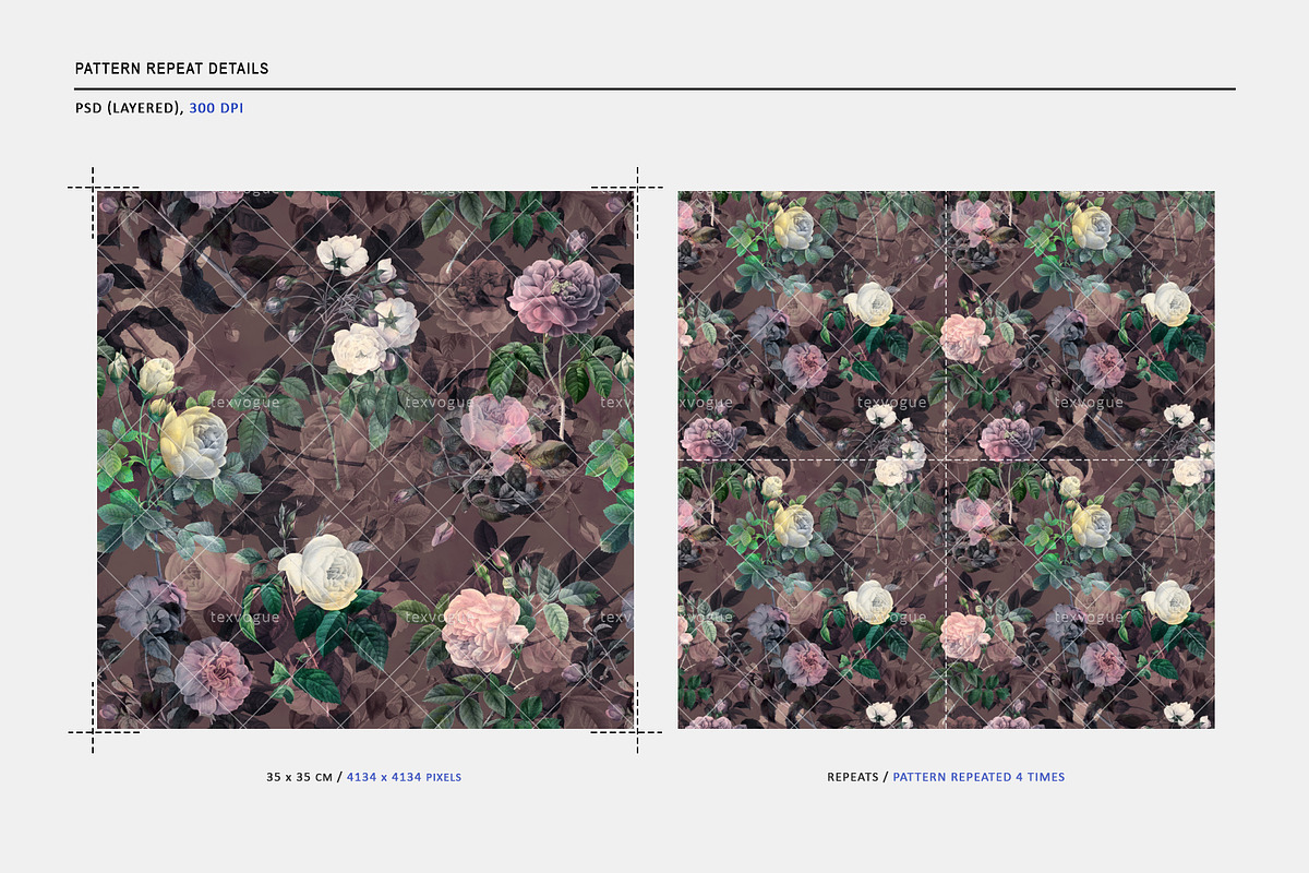 Rose Flowers - Seamless Patterns, a Pattern Graphic by texvogue (Photo 3 of 11)