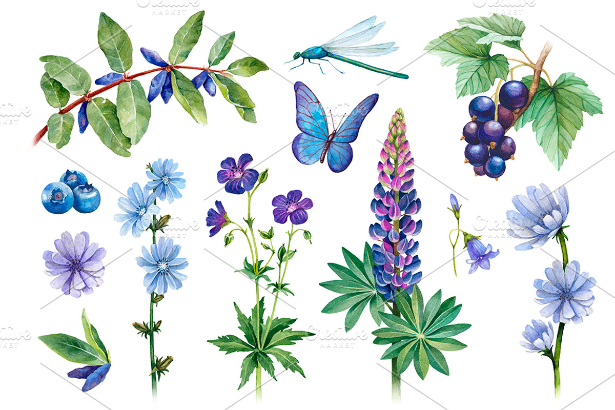 Blue and purple summer nature, a Texture Illustration by Sundra (Photo 1 of 9)