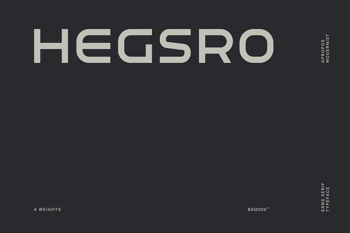 Hegsro Type Font Family, a Sans Serif Font by baqoos (Photo 1 of 9)