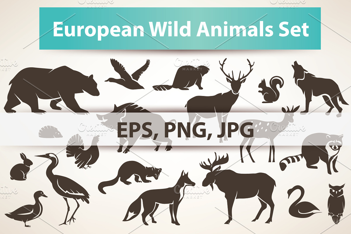 european  wild animals collection, an Object Graphic by Janna Millionnaya