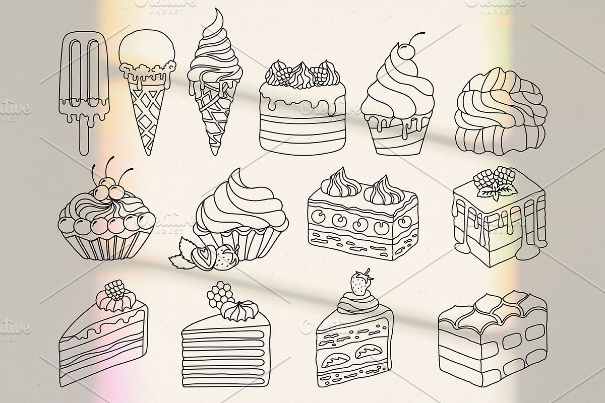 Cakes ice cream desserts cake slices, a Food Illustration by Neliakott ♥ (Photo 9 of 11)