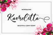 Kamelitta  - Beautiful Curvy Script, a Script Font by Almarkhatype (Thumbnail 1 of 10)