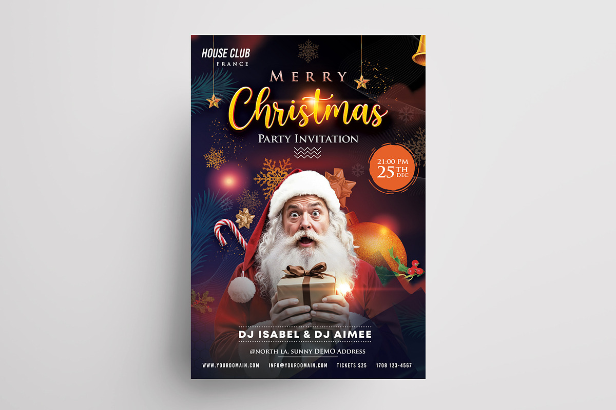 Merry Christmas Flyer Card Template, a Flyer Template by PixelsDesign (Photo 2 of 3)