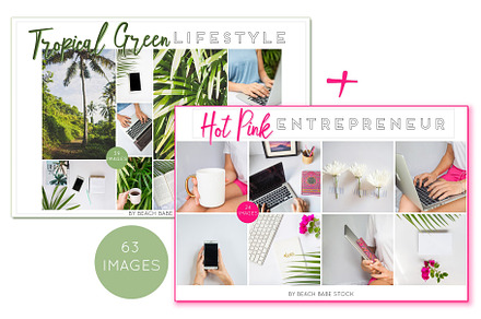 DOUBLE BUNDLE: Green + Hot Pink, a Business Photo by Beach Babe Stock