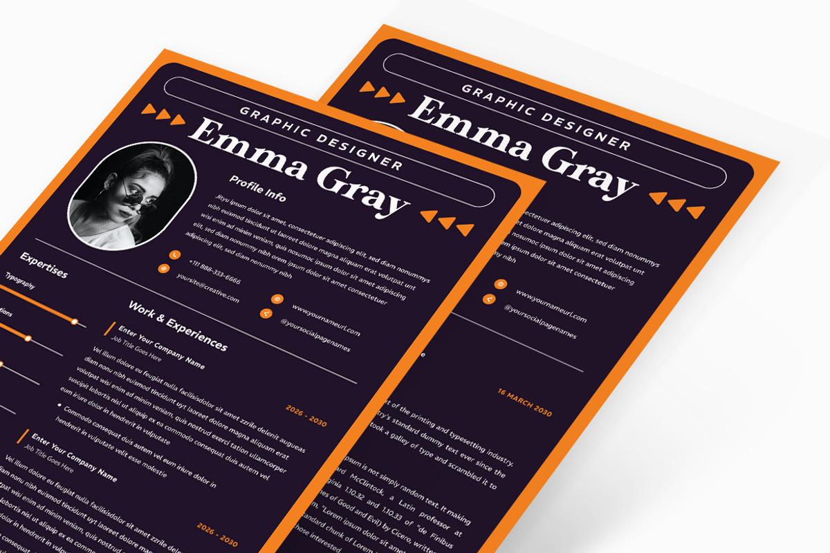 Purple Background Resume CV, a Resume Template by iDoodle Studio (Photo 2 of 3)