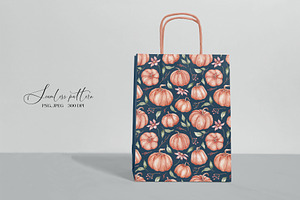 Watercolor Pumpkins Seamless Pattern