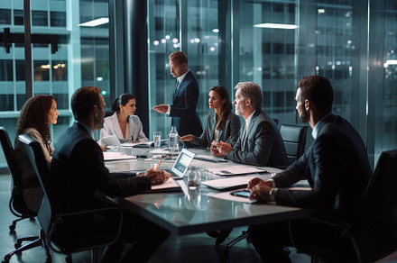 Professional Boardroom Dialogue Exec, a Photo by SaroStock