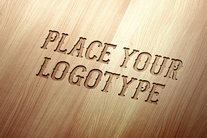 Engraved Wood Logo Badge Mockup