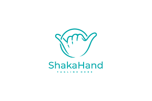 Shaka Hand Surf Life Logo Template