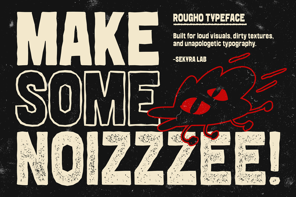 Rougho – Distressed Stamp Display, a Sans Serif Font by Sekyra Lab (Photo 2 of 10)