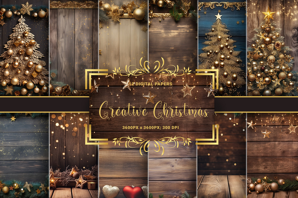 Creative Christmas 12 Digital Papers, a Background Graphic by Fun Digital (Photo 1 of 4)