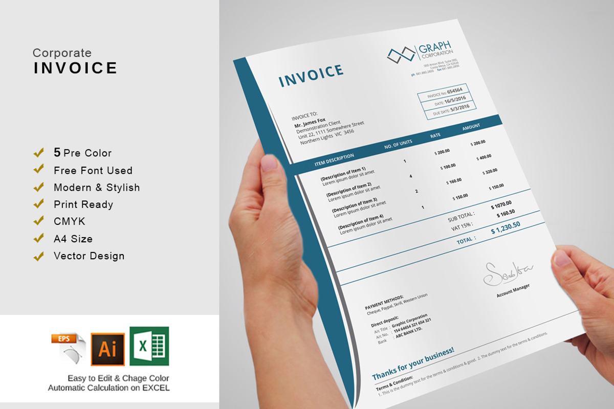Invoice, a Stationery Template by asimalikhan555 (Photo 1 of 4)