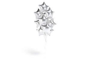 Silver Star Balloon Bouquet 3D Model