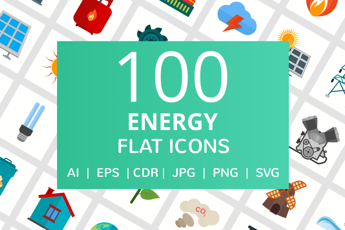 100 Energy Flat Icons, a Solid Icon by IconBunny (Photo 1 of 2)