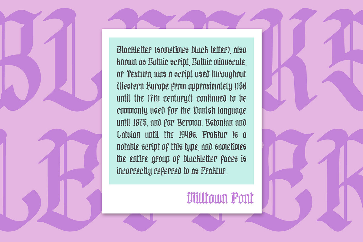 Milltown, a Blackletter Font by Vintage Division (Photo 2 of 10)