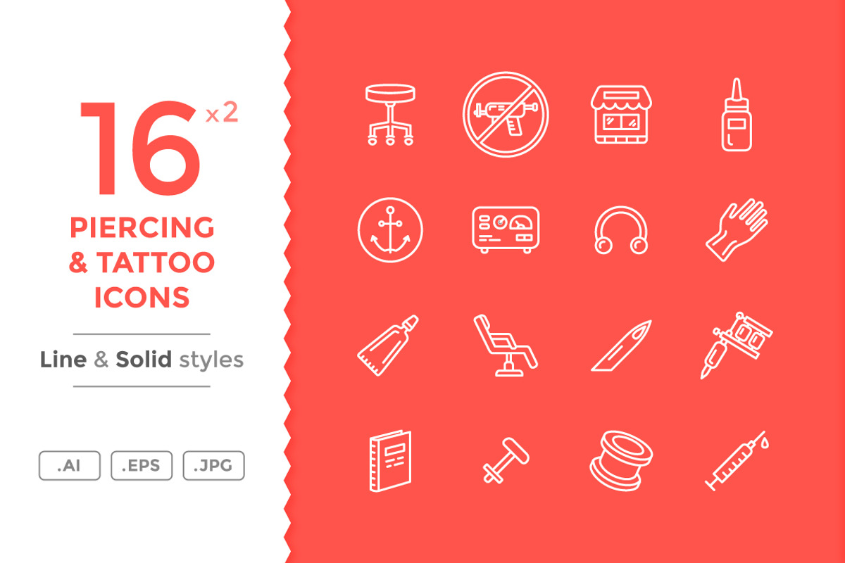 Tattoo and Piercing Icons, a Solid Icon by filborg (Photo 1 of 2)