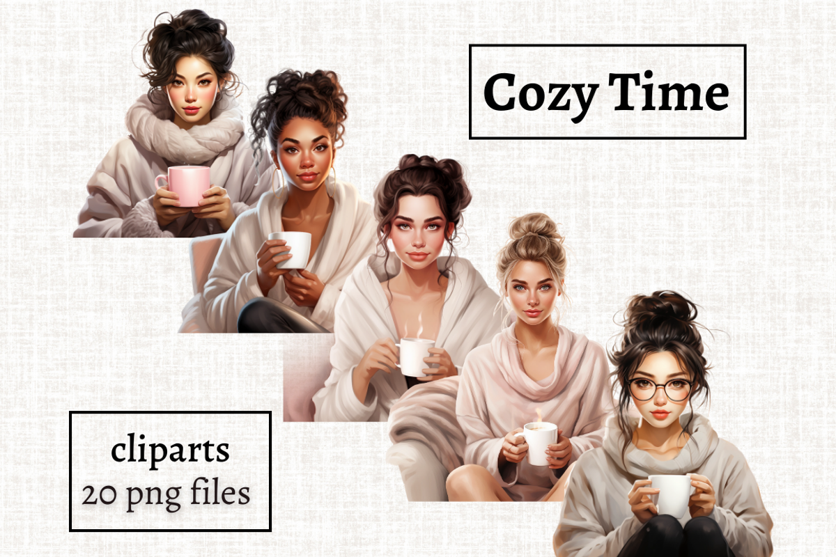 Cozy Time Clipart Set, a Person Illustration by Mash Mash Stickers (Photo 1 of 9)