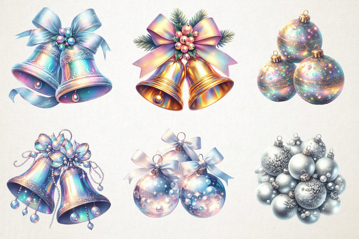 Iridescent Christmas Bells & Baubles, an Illustration by RobertsArt (Photo 4 of 7)