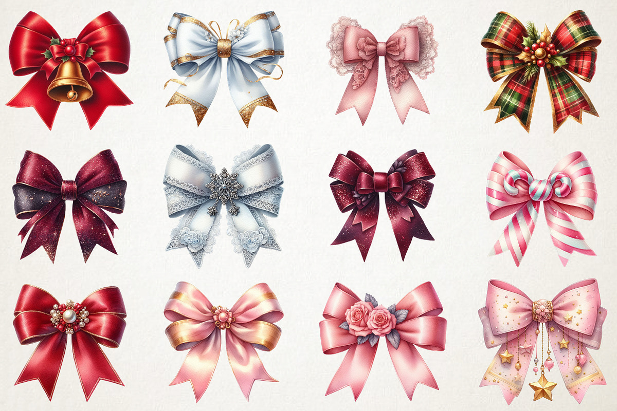 Coquette Christmas Bow Clipart, an Illustration by RobertsArt (Photo 7 of 7)