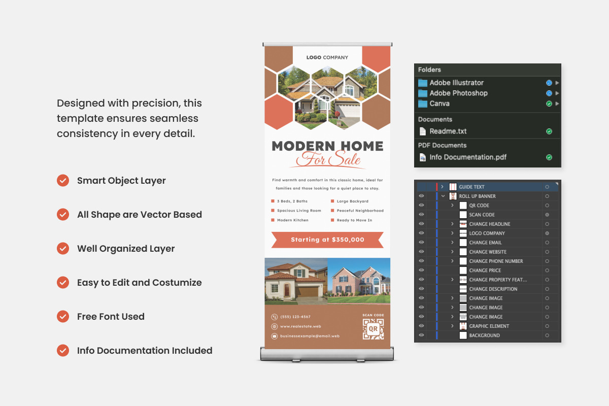 3 Set Real Estate Roll Up Banner, a Stationery Template by trabaskriya (Photo 2 of 4)