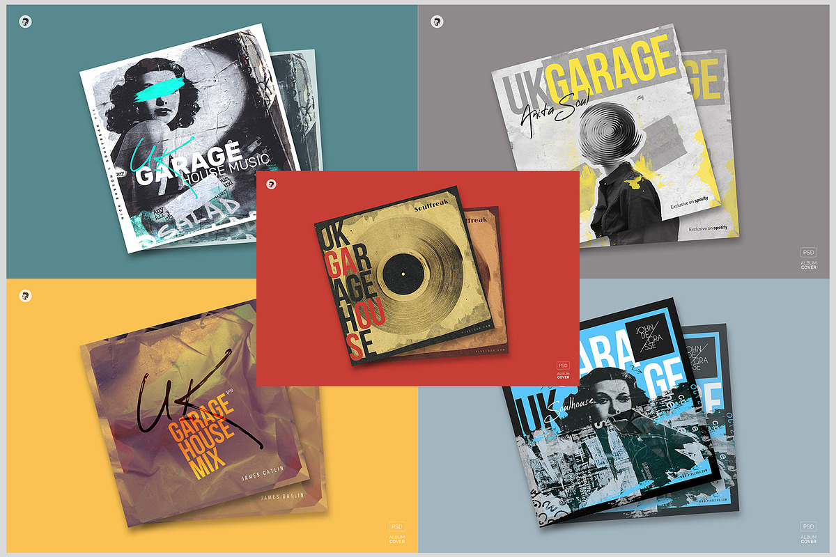 Garage Grunge Album Covers Bundle, a Social Media Template by pixelsao (Photo 3 of 3)