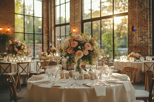 Elegant wedding reception setup with, a Photo by Tanuart