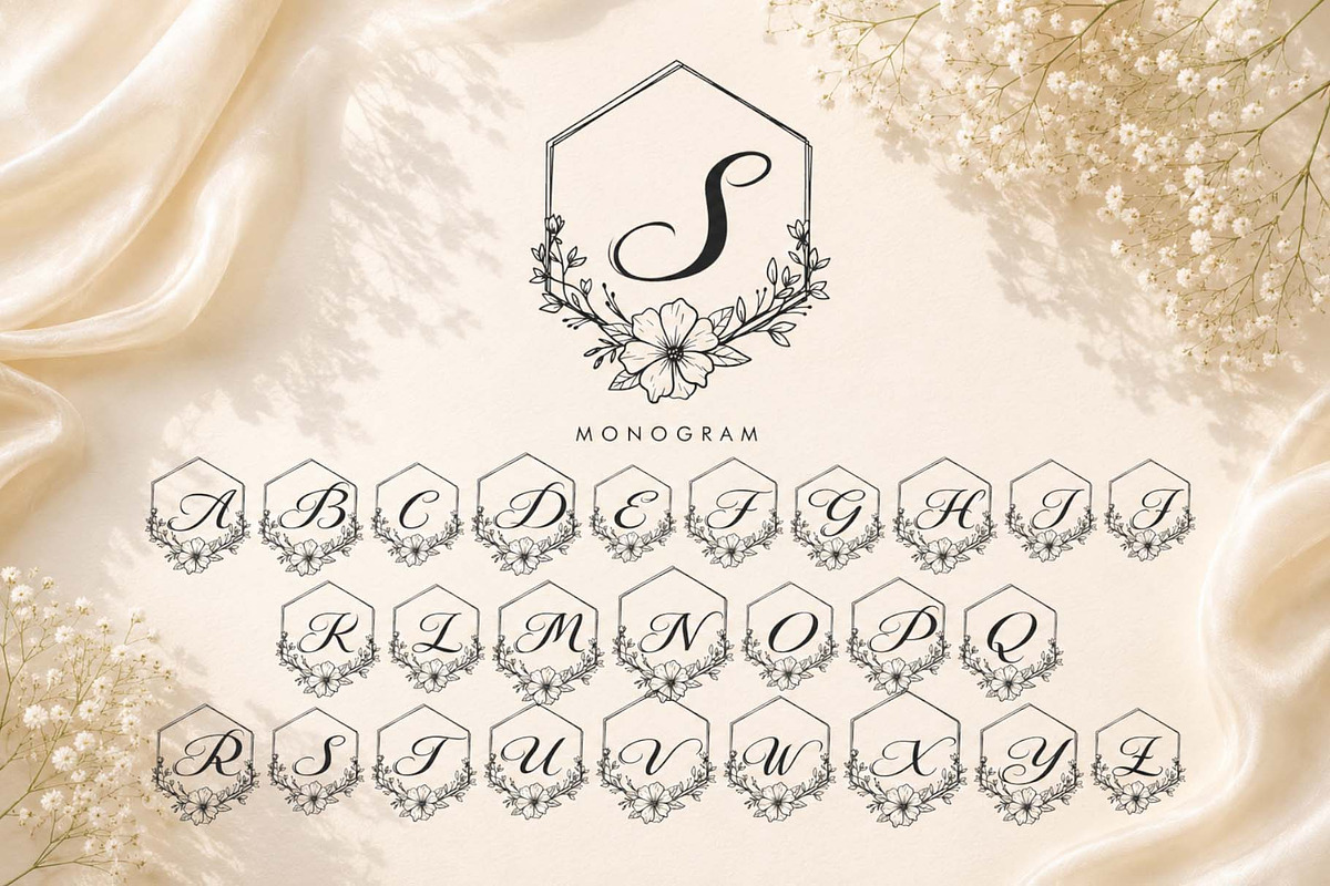 Santhina Flower Monogram, a Handwritten Font by Yoga Letter (Photo 4 of 6)