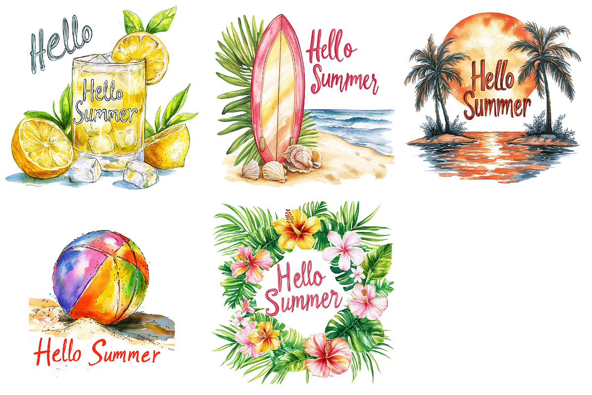 Hello Summer Clipart, an Illustration by CreationArt (Photo 5 of 5)