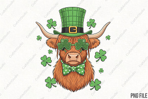 Highland Cow St Patrick’s Day PNG, an Illustration by CraftArtStudio