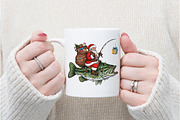 Fishing Santa PNG, an Illustration by Watercolor design (Thumbnail 6 of 6)