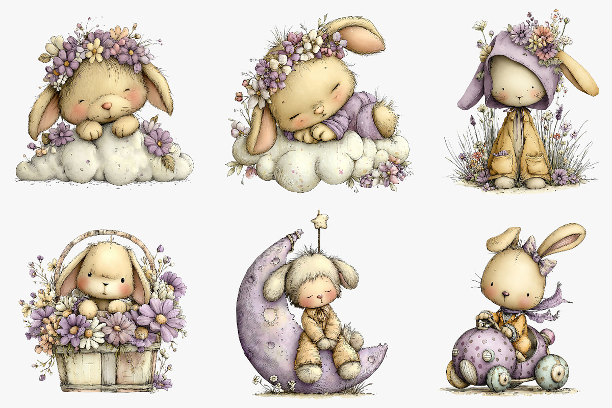 Baby Bunny Easter Clipart, an Illustration by CreationArt (Photo 6 of 6)