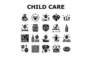child care nurse pediatric icons set, an Education Illustration by pikepicture