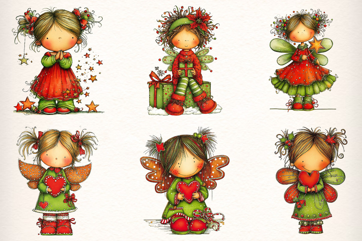 Whimsical Christmas Fairy Clipart, an Illustration by Dream Creation (Photo 5 of 7)
