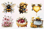 Pink Summer Bees Garden Clipart, an Illustration by CreationArt (Thumbnail 6 of 9)