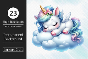 Sleeping Cute Unicorn Clipart