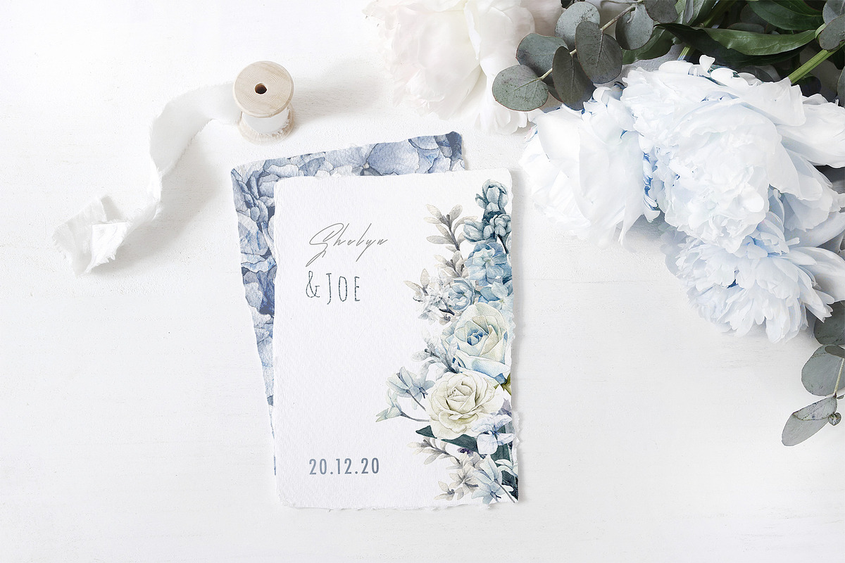Dusty Blue Watercolor Flower Graphic, an Illustration by May • SHO (Photo 9 of 16)