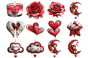 Watercolor Valentine Clipart, an Illustration by DreamArtGraphic (Thumbnail 4 of 4)