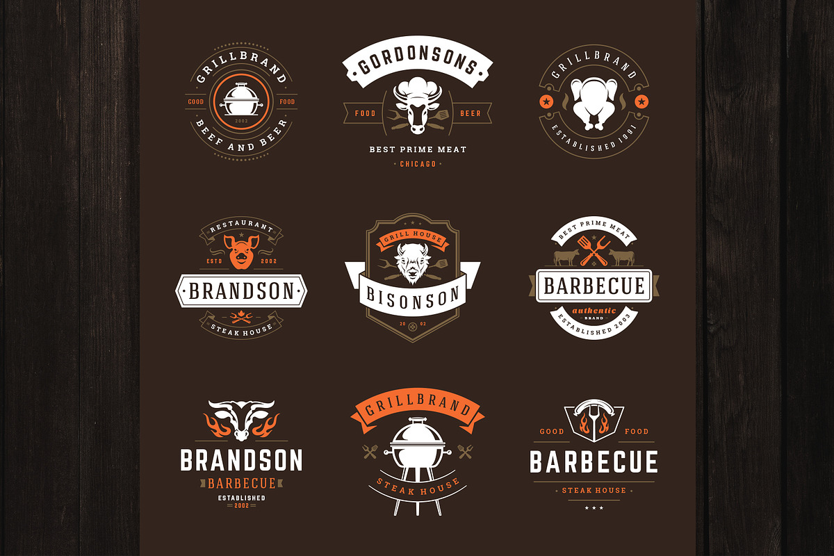 18 Barbecue Logos and Badges, a Branding & Logo Template by Vasya Kobelev (Photo 6 of 14)