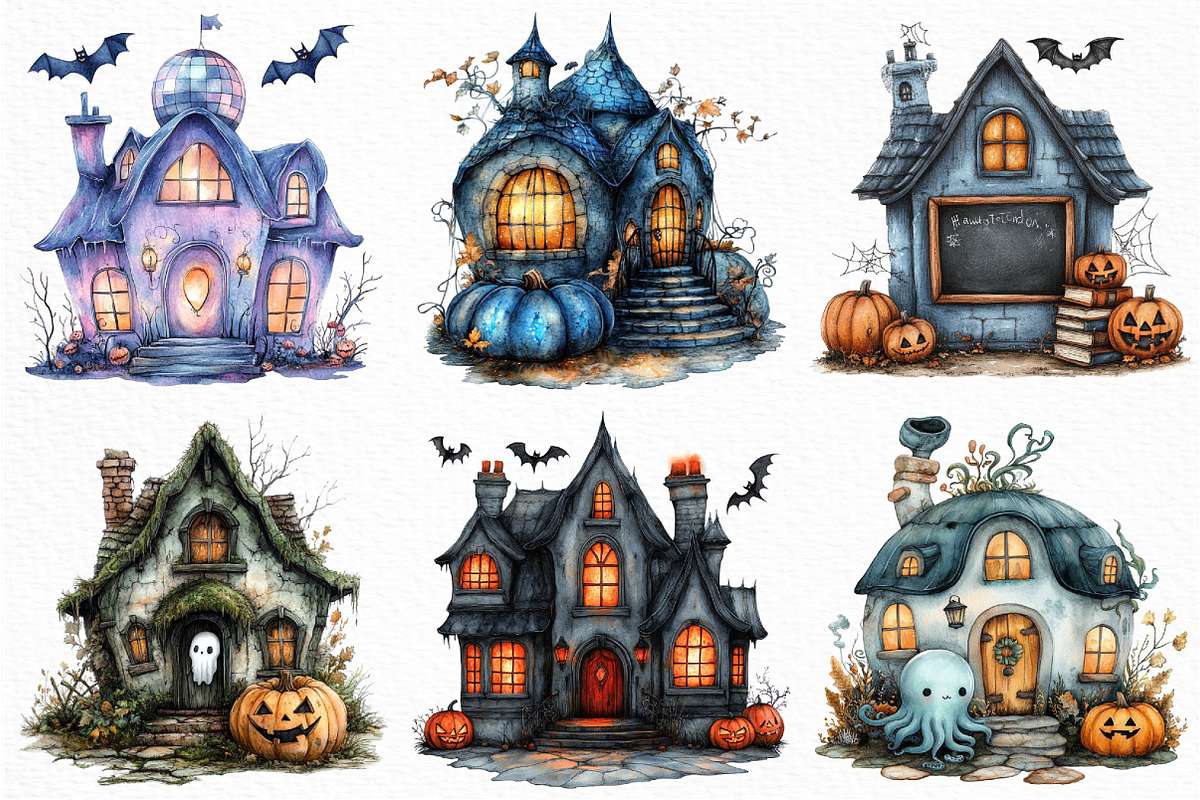 Halloween Pumpkin House Clipart, an Illustration by Craft Nest (Photo 3 of 6)