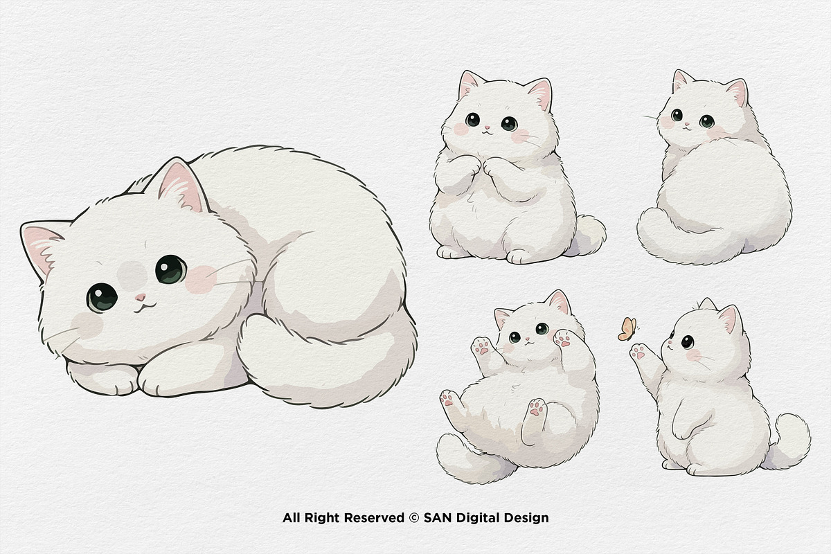 15 Bundle Watercolor Big Cat White, an Animal Illustration by Morspective (Photo 7 of 8)